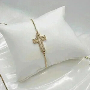 Gold Hollow Cross Woman’s Adjustable Bracelet